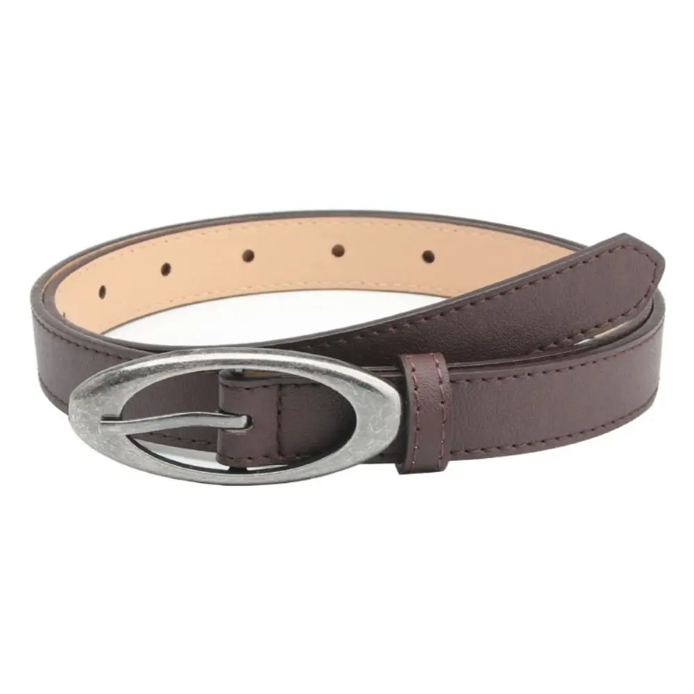 أزياء بو الجلود حزام سبيكة مشبك بيضاوي الشكل مشبك حزام رقيقة حزام الجينز النساء #2