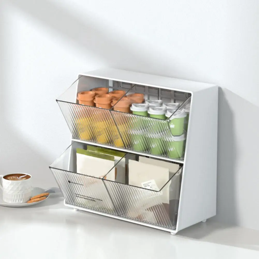 Convenient Tea Bag Container Easy Access Tea Bag Organizer Dust-proof Tea Coffee Sugar Container  Organizing