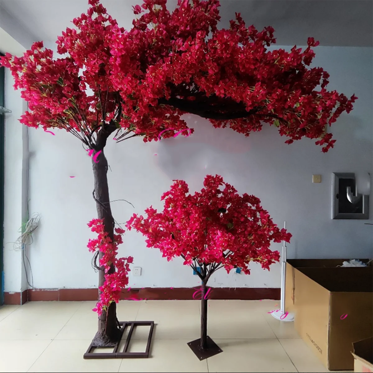 

Artificial Red Cherry Blossom Bougainvillea Tree for Indoor And Outdoor Decorations Fake Bouquet of Flowers in Red Color