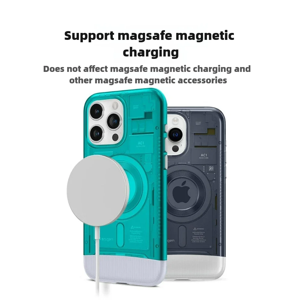 Technology Silicone Hard Case for IPhone 16 Pro Max 15 14 13 for Magsafe Anti Drop Transparent Magnetic Wireless Charging Cover