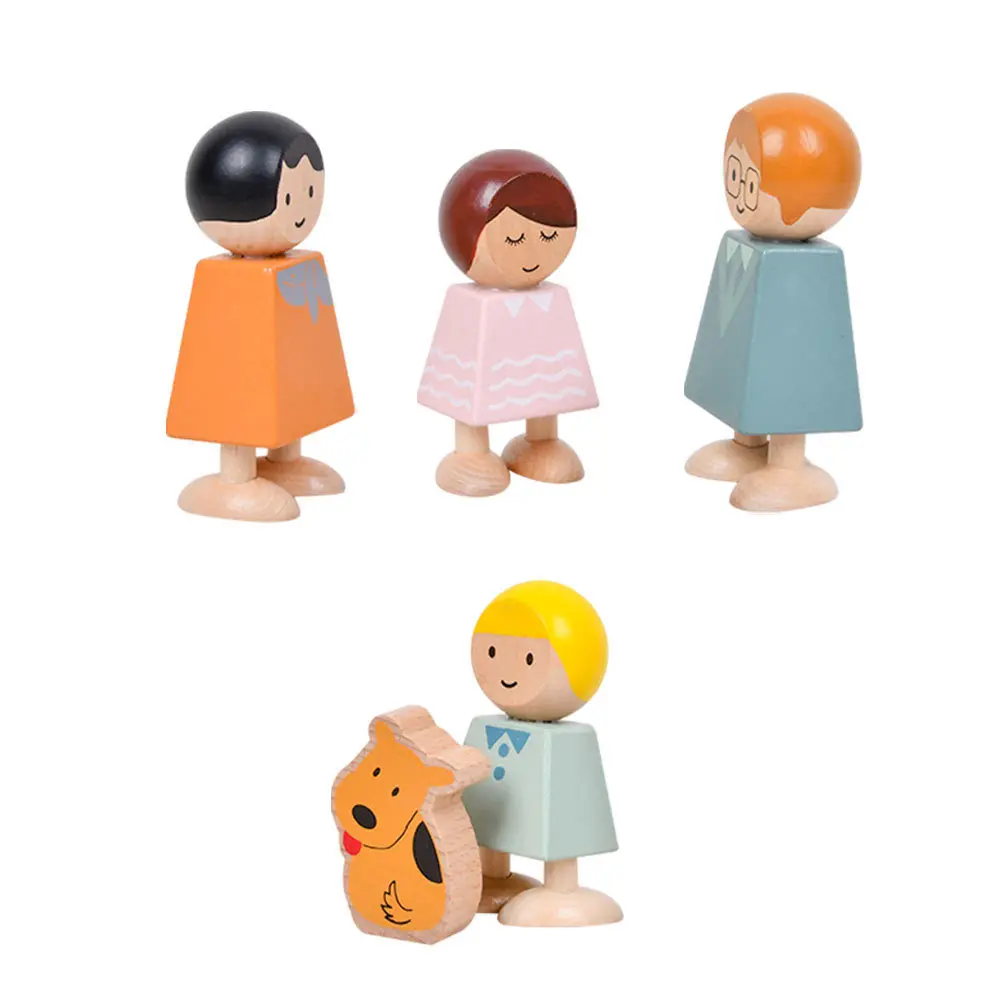 1 ensemble 1 ensemble de petits blocs de personnages d'homme en bois, jeu éducatif de construction pour enfants, apprentissage précoce, développement familial