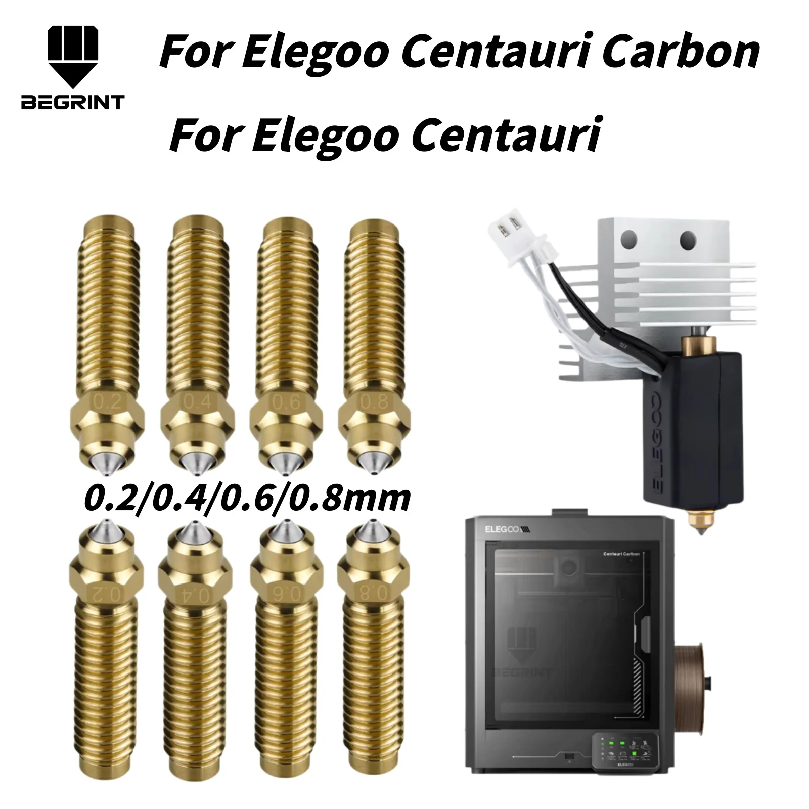 

Upgrade Bimetallic Nozzle For Elegoo Centauri 0.2/0.4/0.6/0.8mm Hotend Nozzles For Centauri Carbon Hotend 3D Printer