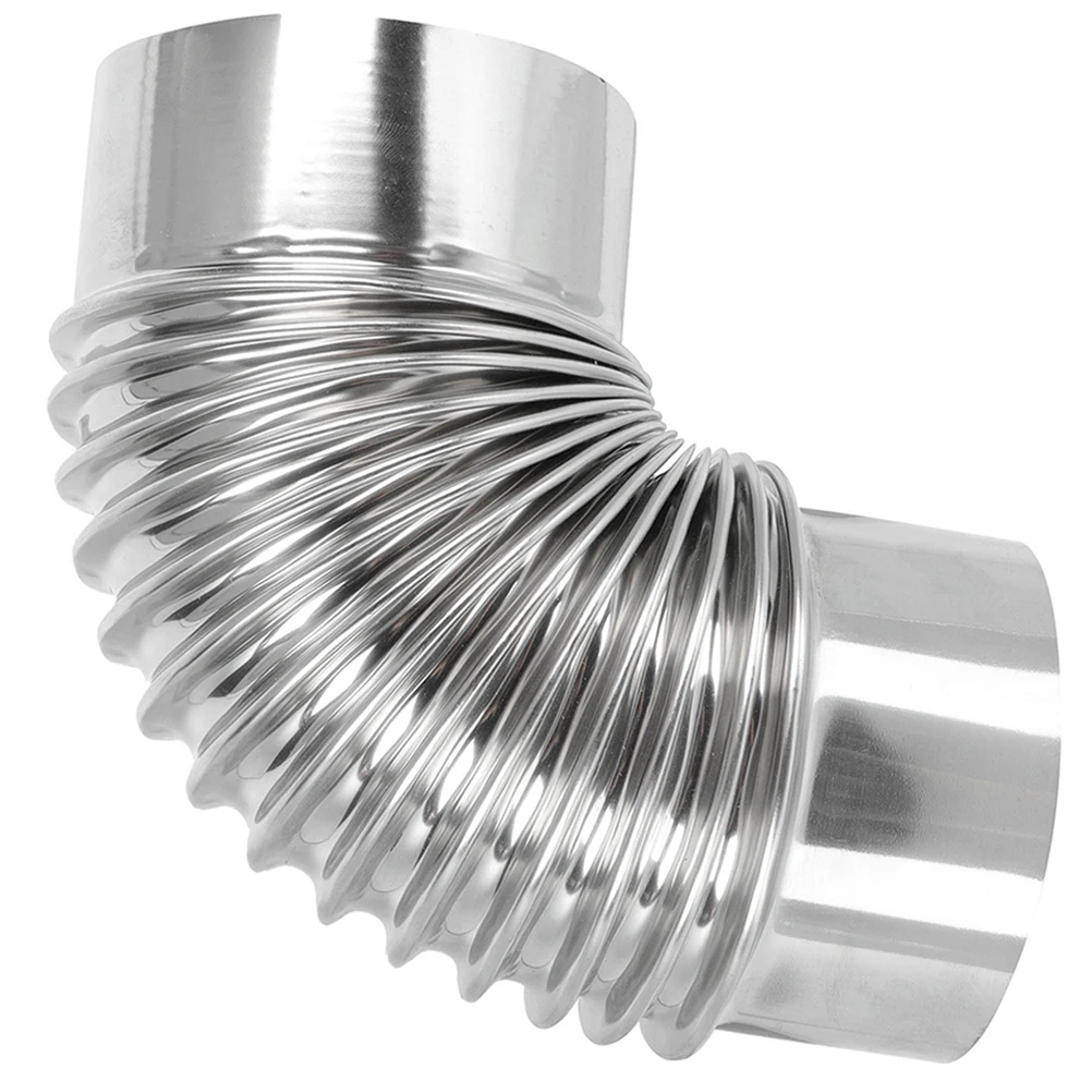 

Stainless Steel Elbow Chimney Flue 5cm 90 Degree Bend for Stove Pipe Heating Exhaust Metal Flue Vent Flexible Hose