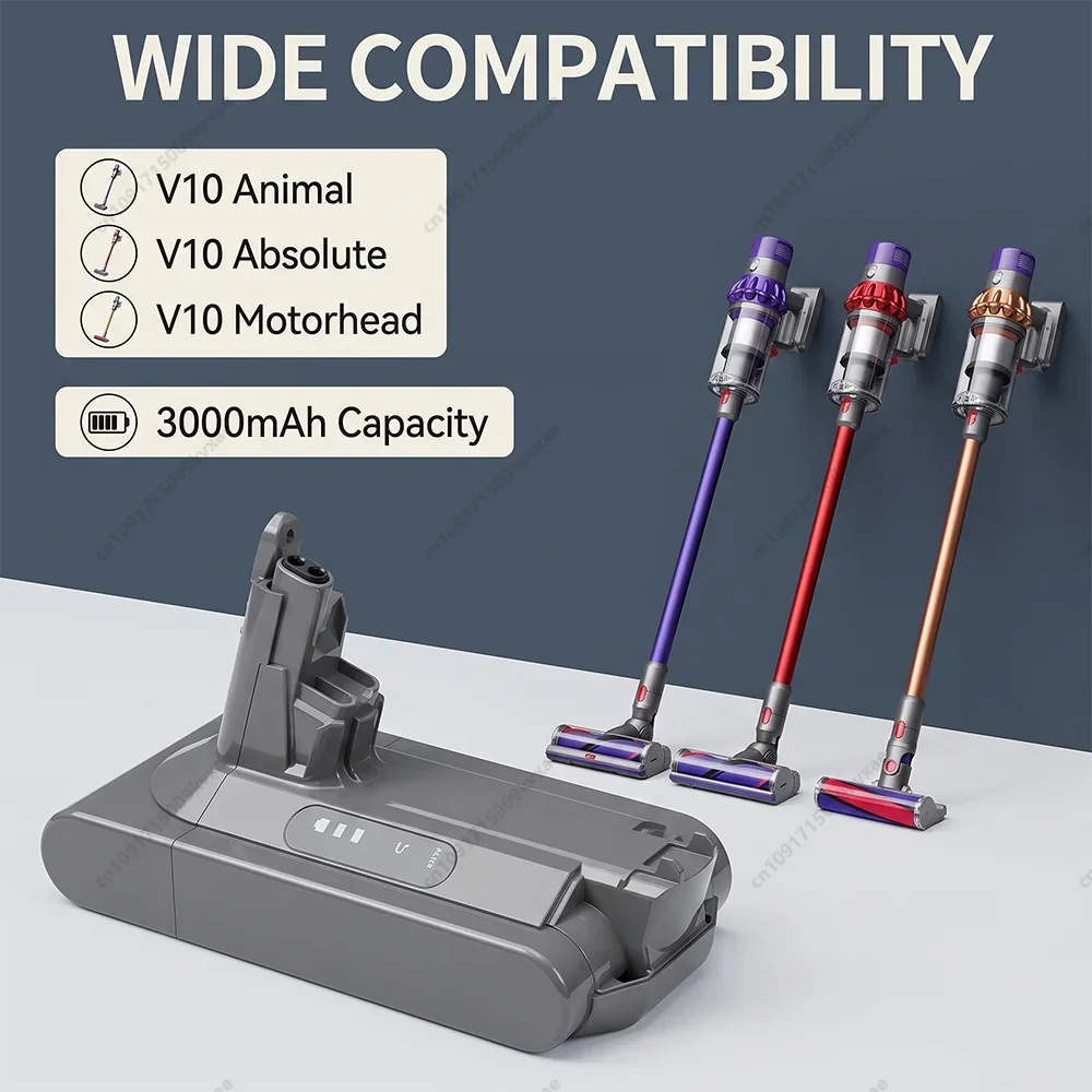 25.2V 6.0Ah Li-ion Battery for Dyson SV12 V10 Cordless Vacuum Cleaner Animal Absolute Motorhead Rechargeable Power Cell
