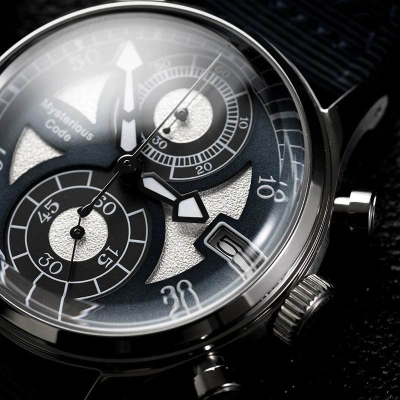 Código misterioso 38MM cronometraje de cuarzo japonés VK63 cristal de aviación cristal de zafiro Formal reloj de acero inoxidable resistente al agua para hombres