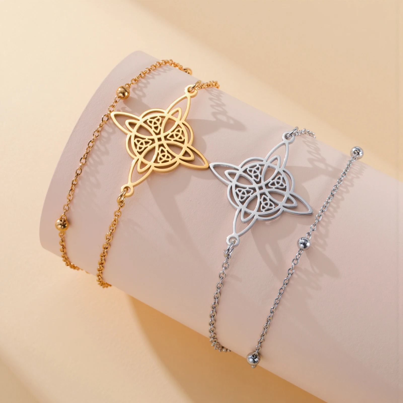 Kkjoy Hexenknoten Keltischer Vierzackiger Stern Fußkettchen Edelstahl Fußschmuck Sommer Strand Amulett Geschenk für Frauen Mädchen – Detail 13
