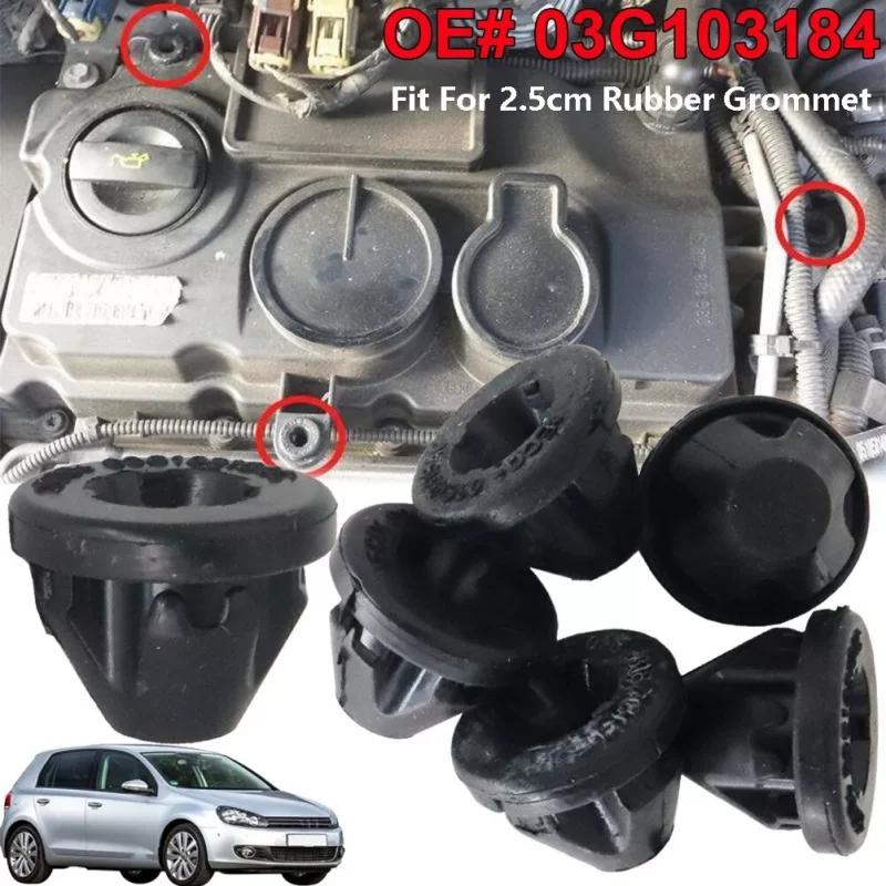 6PCS Car Engine Cover Sealing Ring For VW Audi Skoda Seat Automobile Grommet Socket Plug Dustproof Car Accessory 03G103184