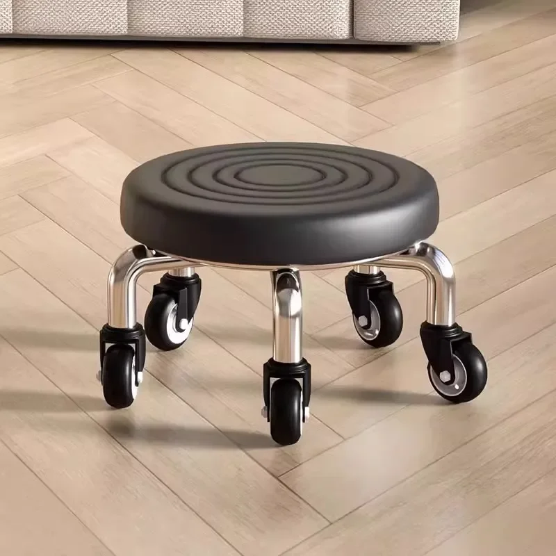 Universal Silent Wheel Small Stool for Manicure Beauty Low Mobile Bench Durable Household Children Toddler Seat