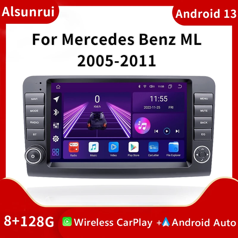 

9" Car Radio Carplay Android 13 = For Mercedes Benz M-Class W164 GL-Class X164 ML GL Auto DSP QLED GPS Multimedia Player