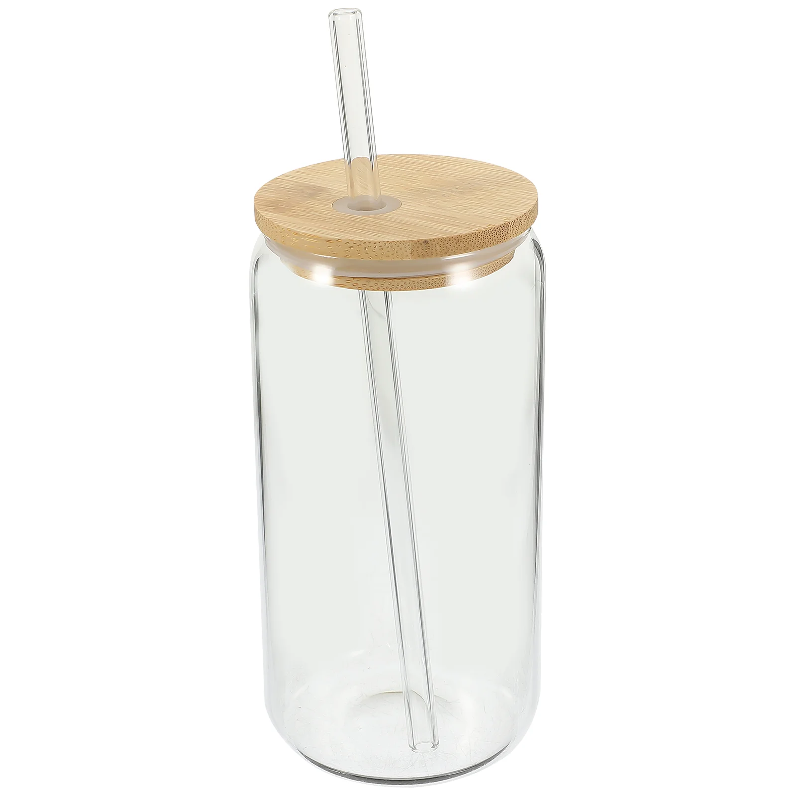 Water Cup Bamboo Lid Drink Iced Coffee Tumbler with and Straw Drinking Glasses Lids Class Cups Straws Travel