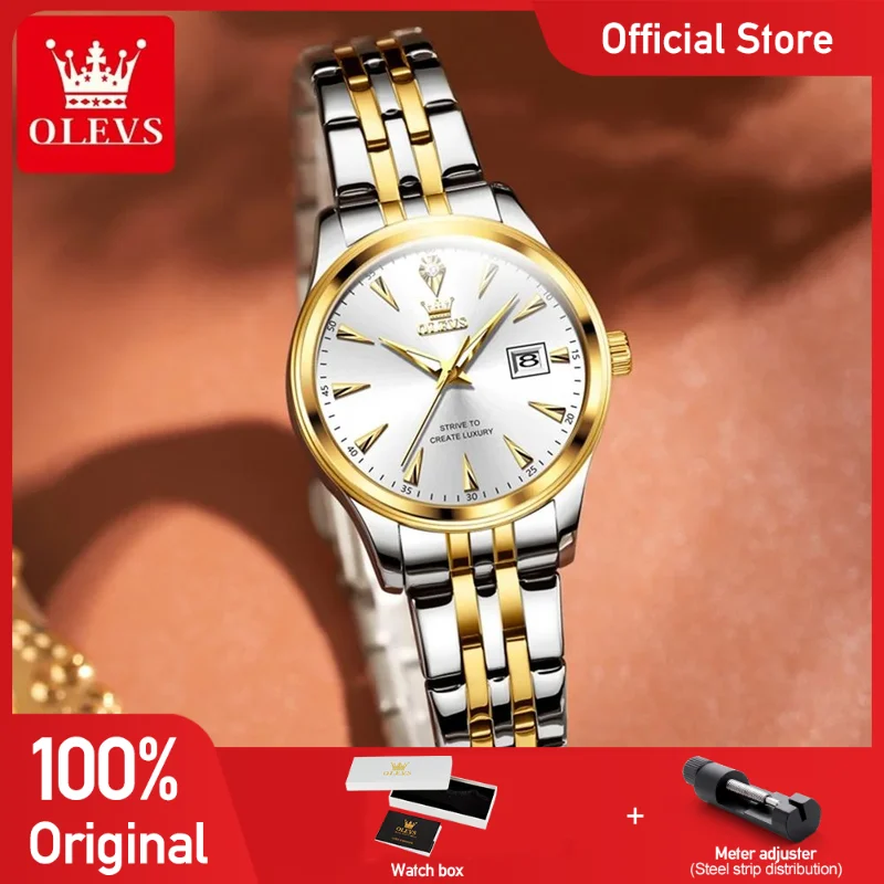 OLEVS 5598 Woman Watch Luxury Quartz Watch Waterproof Luminous Stainless Steel Date Watches For Woman Original Bracelet Set