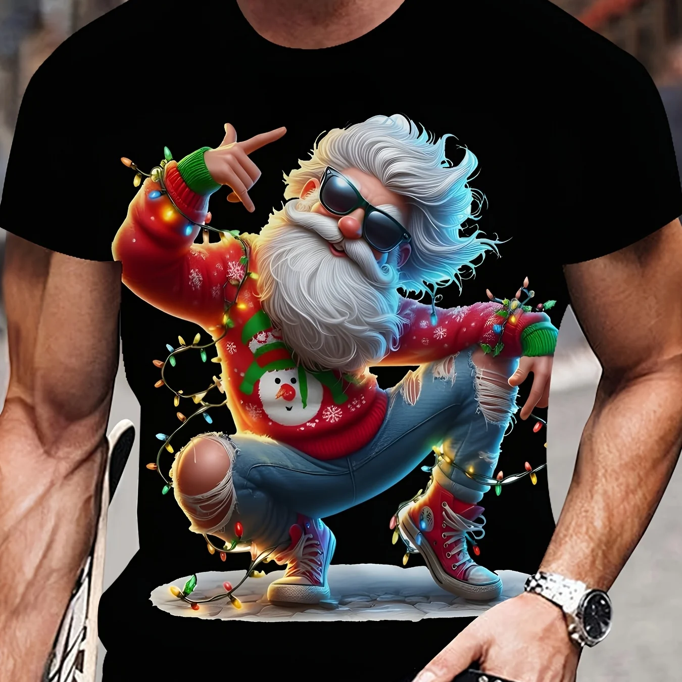 

New Christmas 3D Print Funny Santa Claus Men's T-Shirt Street Fashion Crew Neck Short Sleeve Oversized Harajuku Y2k Men Clothing