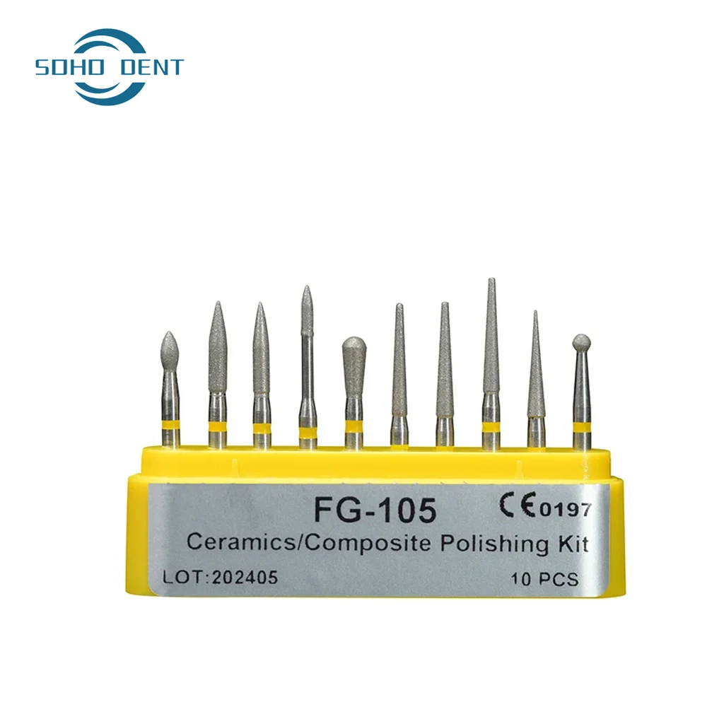 10 صناديق الأسنان الماس Fg الأزيز التدريبات 1.6 مللي متر ل طبيب الأسنان قبضة يد بسرعة عالية تلميع أدوات تبييض الأسنان عدة معدات طبيب الأسنان