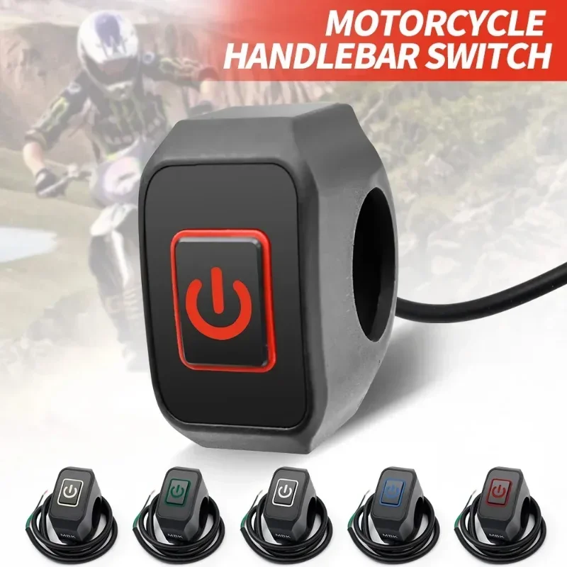 Motorcycle Modified Switch Headlight Horn Control ON OFF Buttton Handlebar Mount Waterproof Button with LED Light