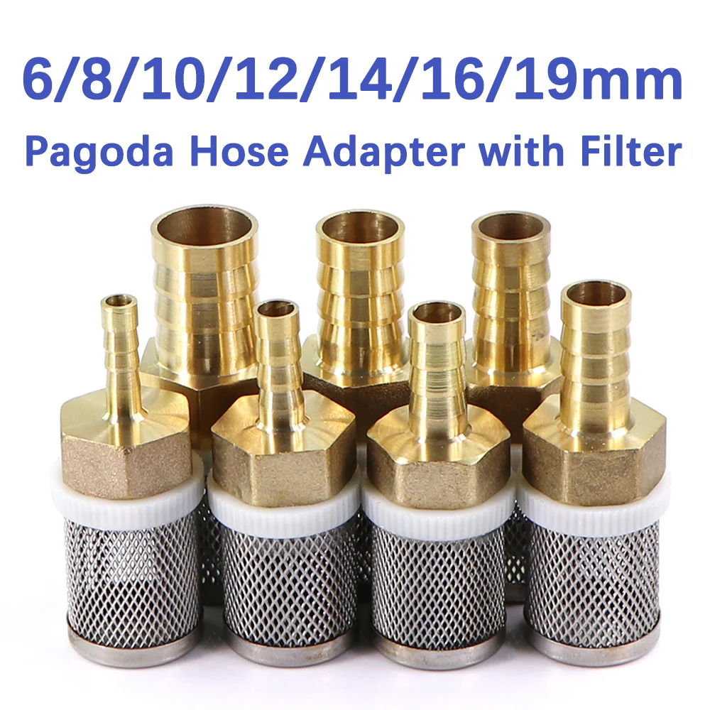 6-19mm Brass Pagoda Barb Hose Adapter 304 Stainless Steel Screen Filter Garden Irrigation Water Pump Prefilter Filter Impurities