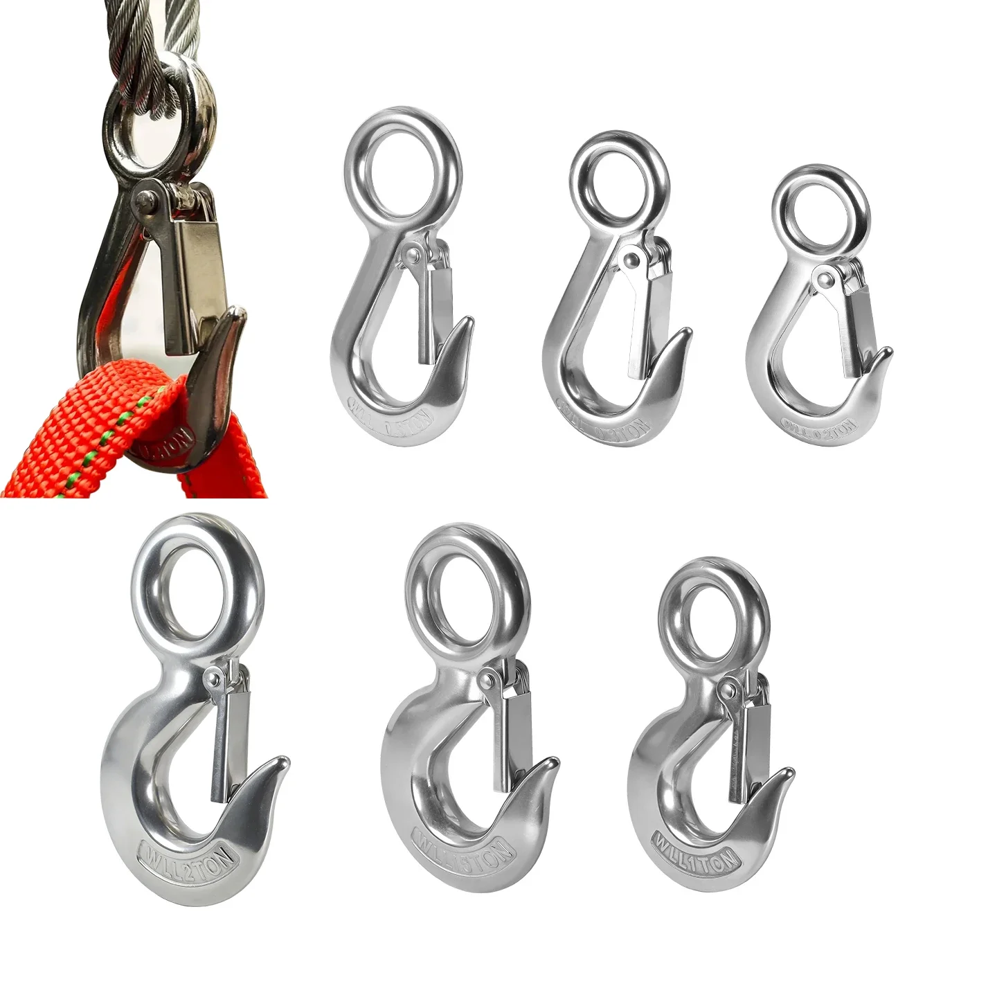 304 Stainless Steel Lifting Hook, 0.2/0.3/0.5/1/1.5/2T Grab Hook, Used for Lifting Materials During Transportation
