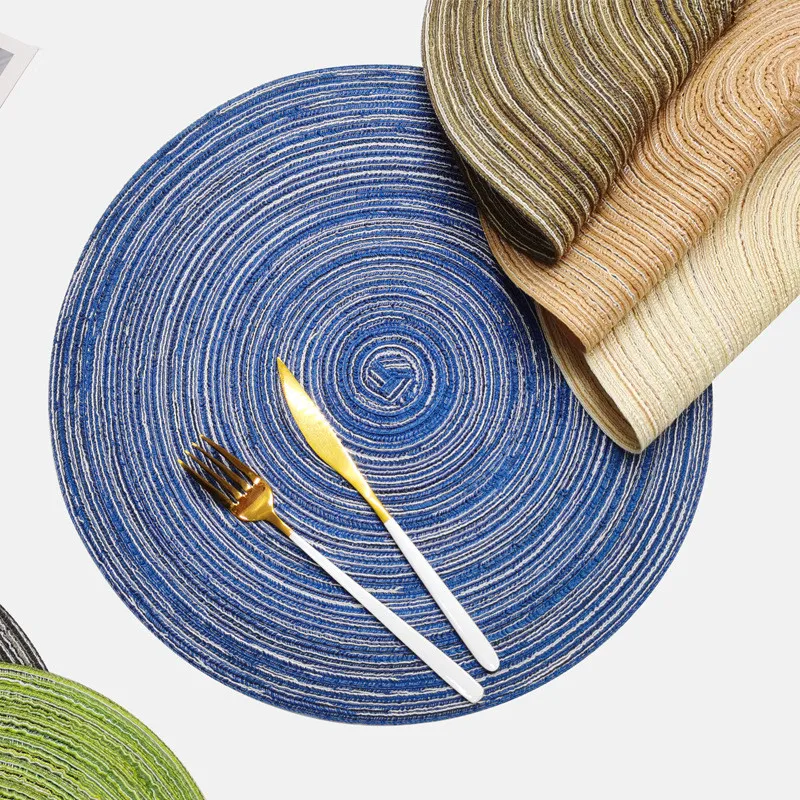 

4-piece Hand Woven Ramie Placemats Cup Pad Round Table Mats, Suitable For Dining Rooms And Living rooms, Heat-Resistant