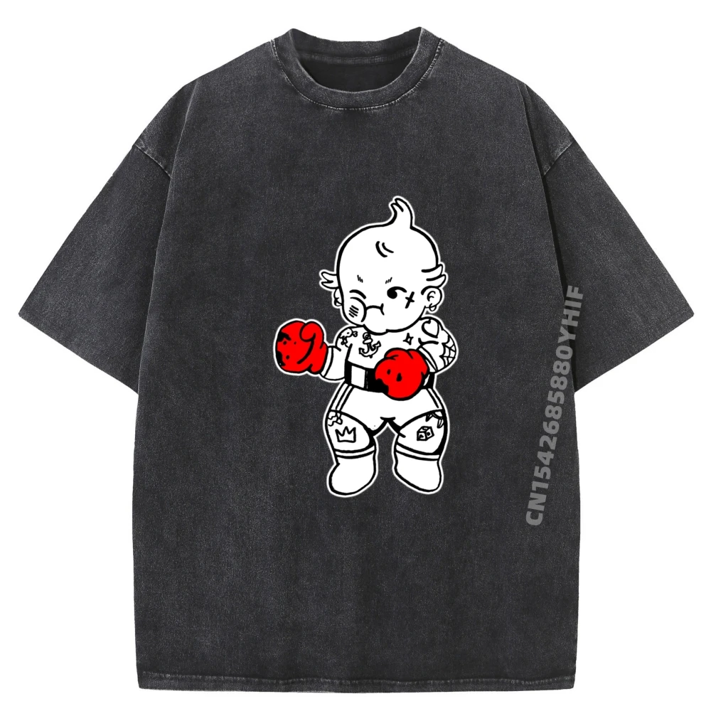 

Gift Kewpie Baby Boxer Graphic Tees Retro Washed T Shirts Mens Printed T-shirts For Men Summer Streetwear Clothing