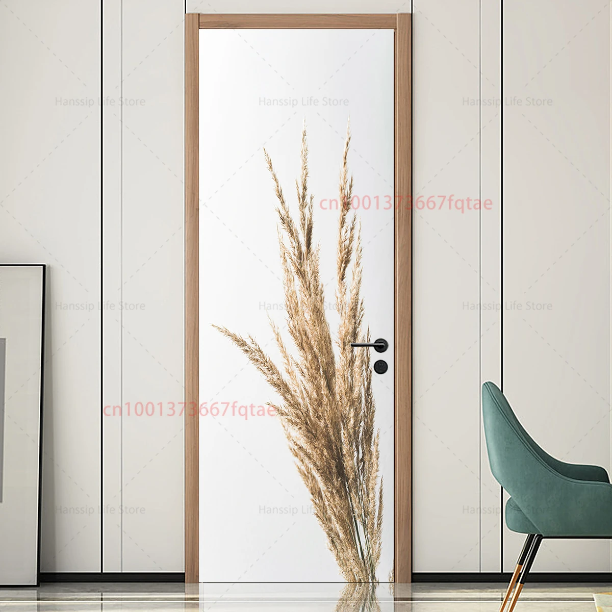 Immagine 6: Carta da Parati 3D con Fiori, Adesivo Murale per Porta, Serie Verde, Decorazione Autoadesiva per Camera da Letto, Adesivo in PVC per Decorazione Foresta