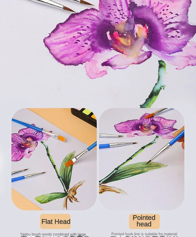 10/20/50Pcs Malerei Pinsel Set Kunst Runde Flache Haar Nylon Haar Pinsel Stift für Öl Acryl aquarell Schule Kunst Liefert – Detail 10