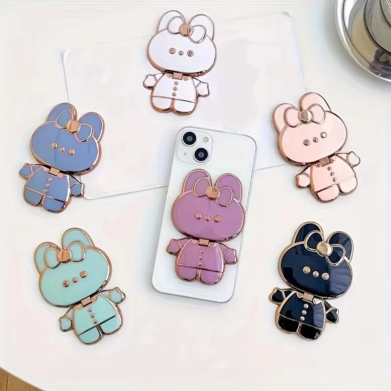 

Cute rabbit makeup mirror paste phone case, suitable for various models of phones, rabbit phone case desktop stand