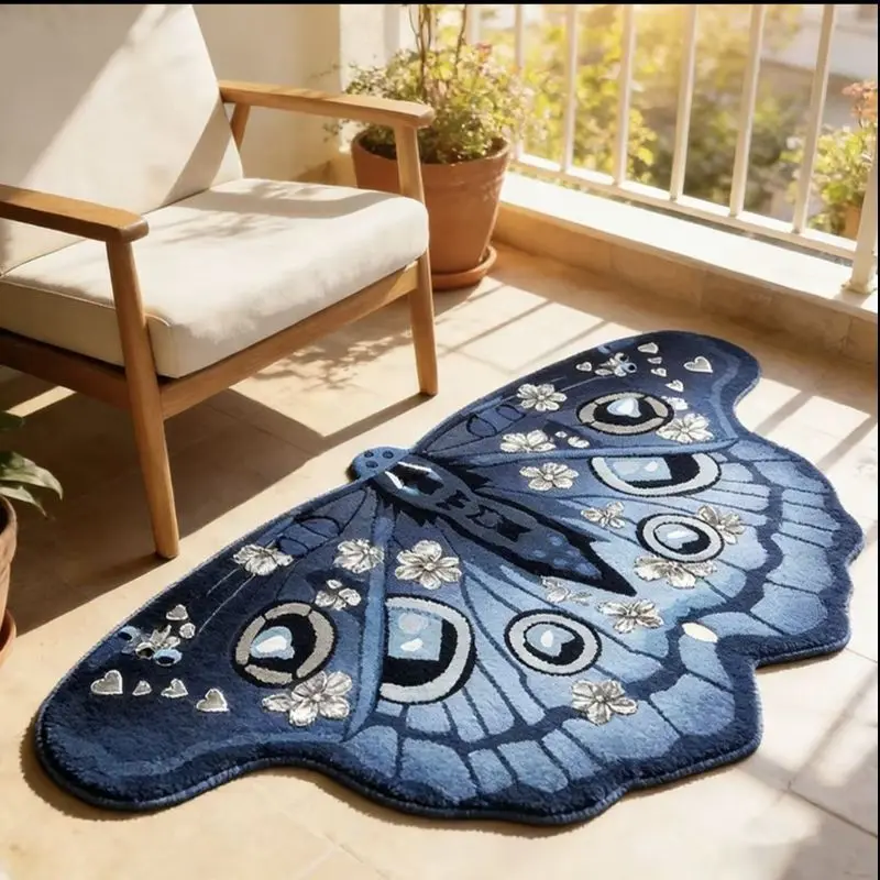 VIKAMA Cute Moth Butterfly Shaped Carpet Anti slip Washable Floor Mat Bedroom Balcony Home Decoration