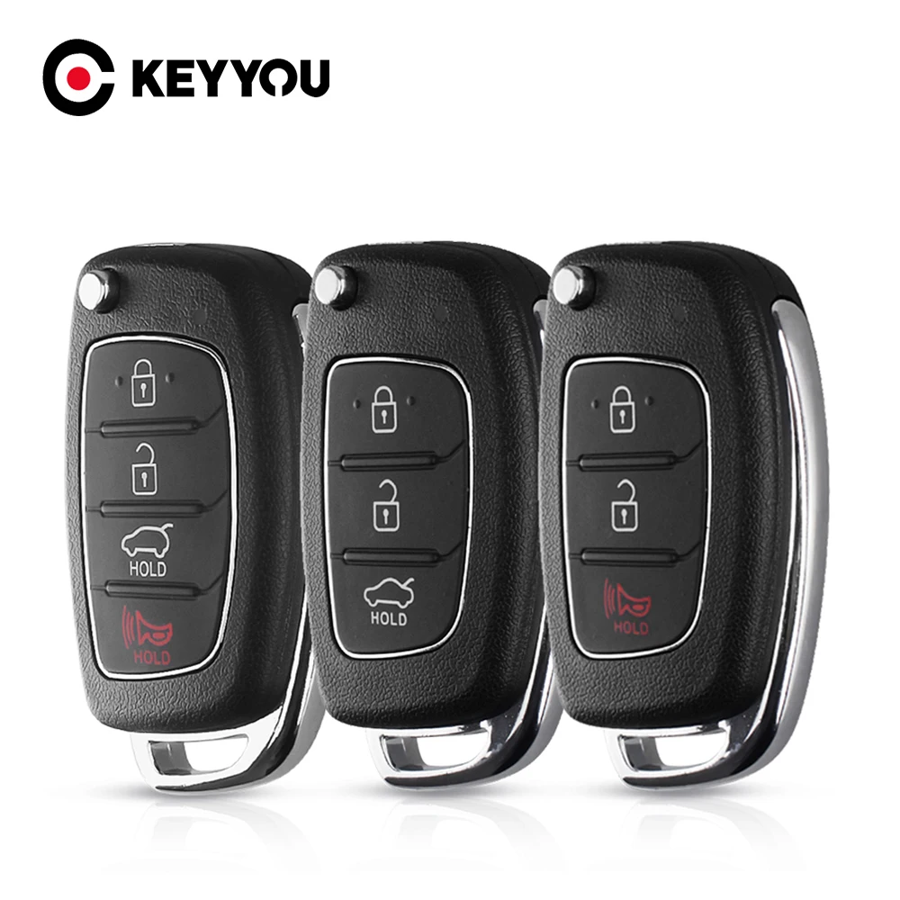 

KEYYOU 10PS 3/4 Buttons Flip Folding Remote Car Key Fob Shell Case Cover For Hyundai HB20 SANTA FE IX35 IX45 Accent I40