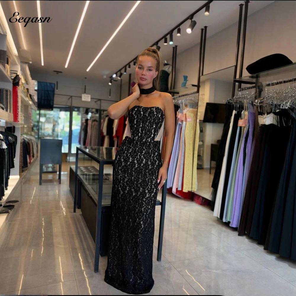 

Customized Matching High Quality Evening Dress Lace Mermaid Strapless Long Dresses Classy Slit Prom Dresses Formal Gowns