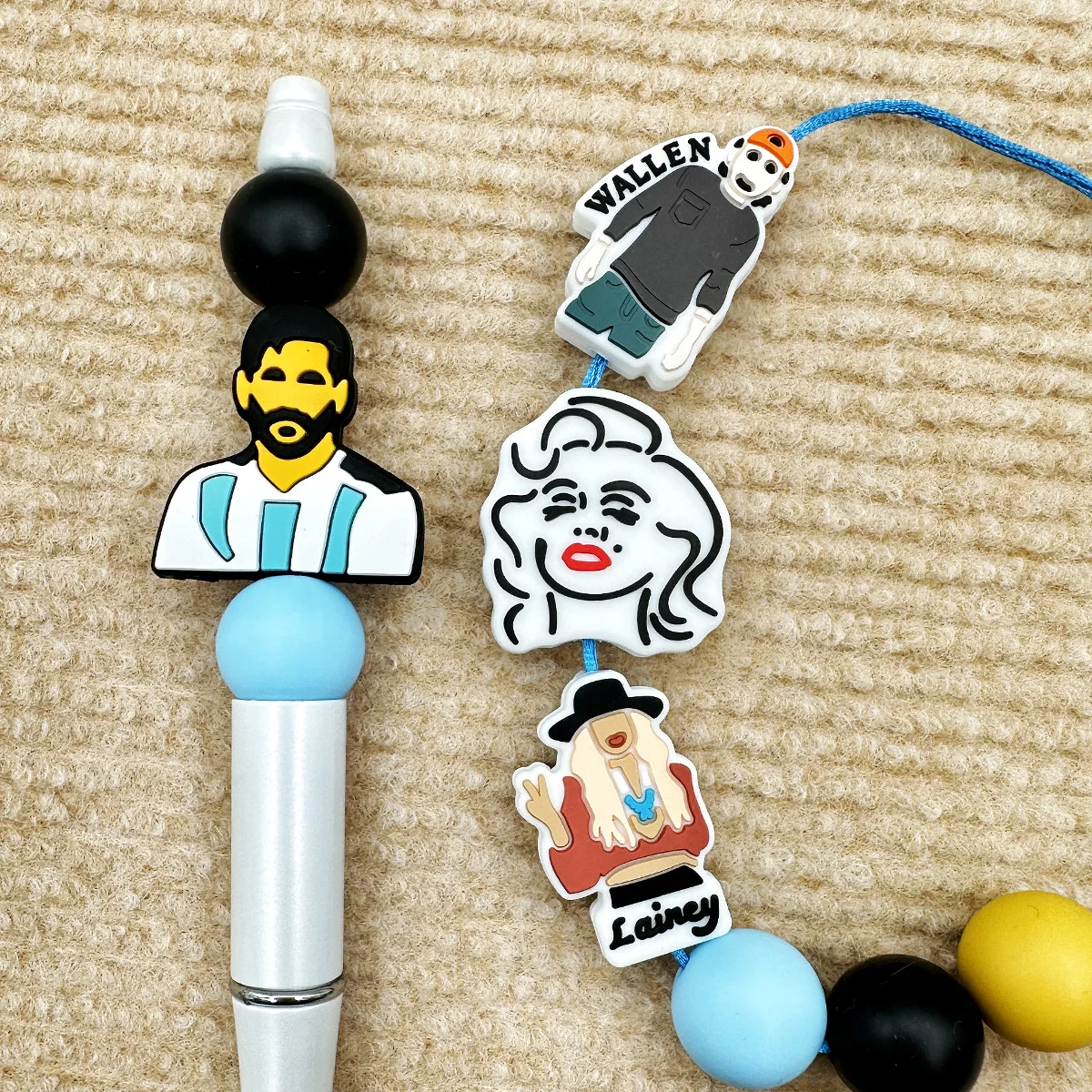 10PC Silicone Beads Head Sculpture Focus Bead Baby Toys DIY String Pen Pendant Bead Nipple Chain Jewelry Accessories Kawai Gifts