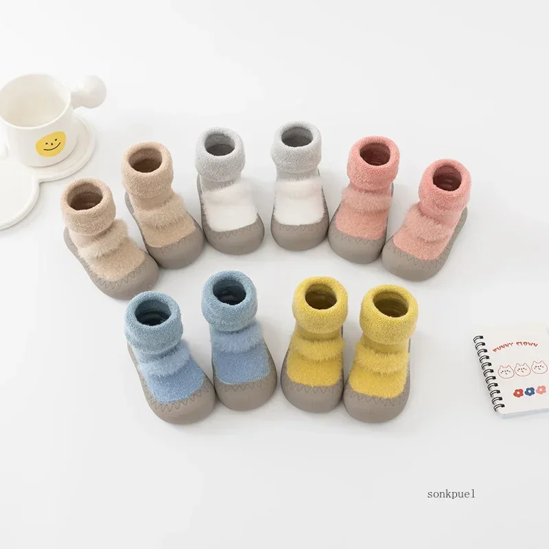 

Зимняя теплая детская обувь ярких цветов, утепленная первая обувь для малышей, первая обувь для малышей, детские мягкие противоскользящие ботинки