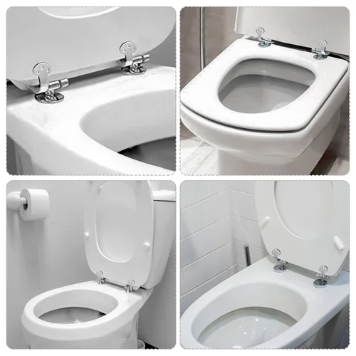 Imagen 2 del producto Bisagra de acero inoxidable para asiento de inodoro, reemplazo de tapa de asiento de inodoro, cierre suave, accesorios de asiento de inodoro, 1 par