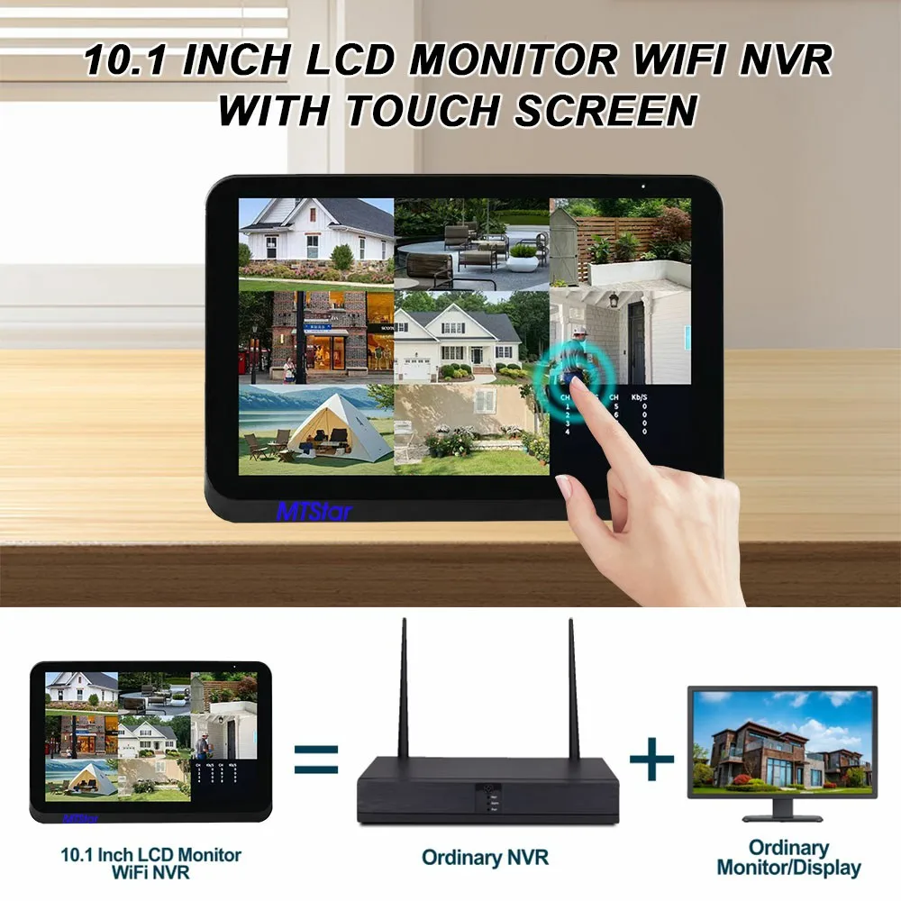 8CH 5MP 10.1 بوصة تعمل باللمس واي فاي NVR متوافق مع كاميرا Xmeye Icsee IP Wifi تدعم كشف الوجه LCD NVR الكل في واحد #6