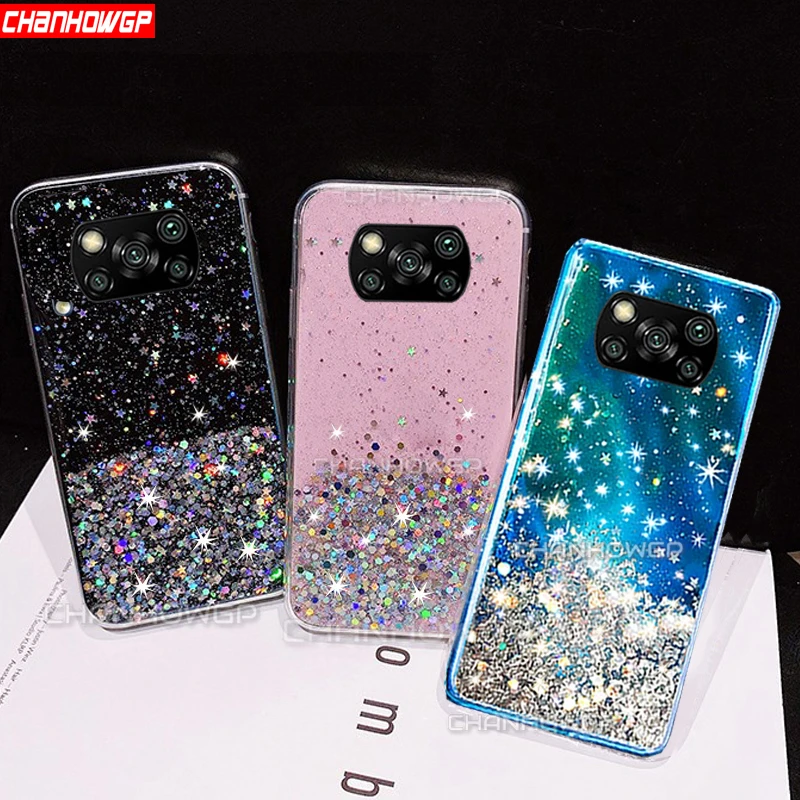 تغليف الهاتف المحمول Bling Star Soft Silicone مع دعم NFC لجهاز Xiaomi Poco M3 X3 NFC F2 Pro X2 X3pro X 3 X3nfc