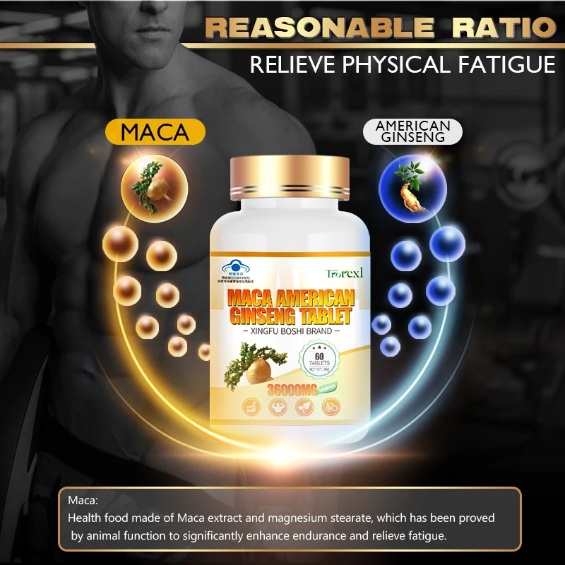 Maca Root with Ginseng - 60 Vegan Tablets For Men & Women