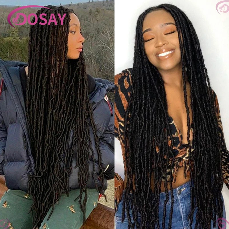 Perruque tressée en dentelle synthétique pour femmes noires, dreadlock, locs ondulés, perruques de cheveux tressés, tresse de boîte sans nœuds, fway, 40"