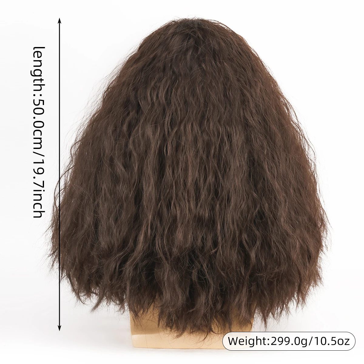 20 inch short curly fluffy dark brown men's beard synthetic wig+glasses mountaintop cave man, wild man costume role-playing synt