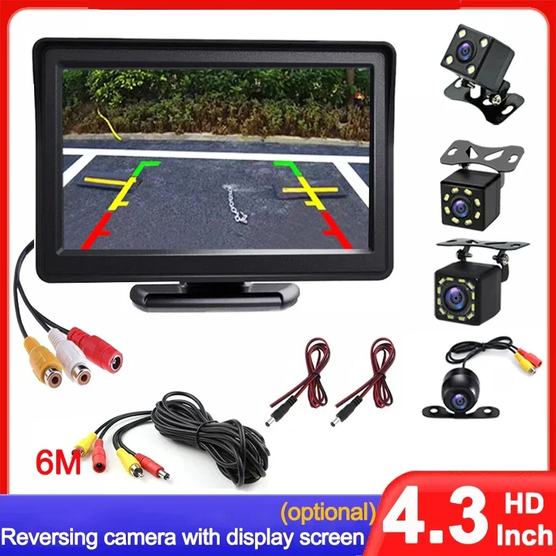 QueenDer 4.3Inch Rear View Camera Monitor Screen Reversing Camera for Car Parking Parking System Camera for Vehicle