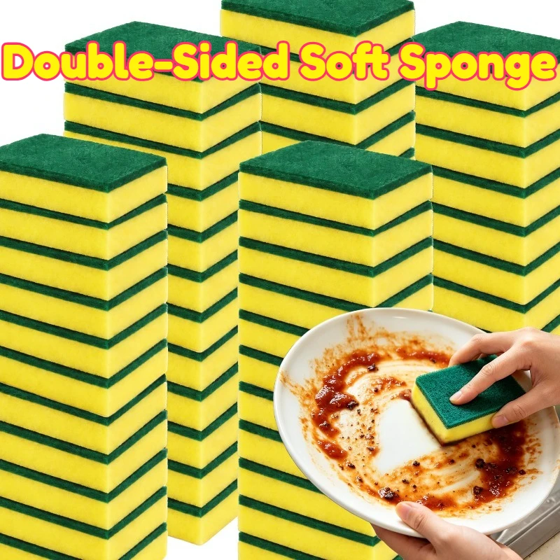 Kitchen Cleaning Sponge Kitchen Scouring Pads Double-Sided Set Highly Absorbent Rust Remover Pot Kitchen Cleaning Tools