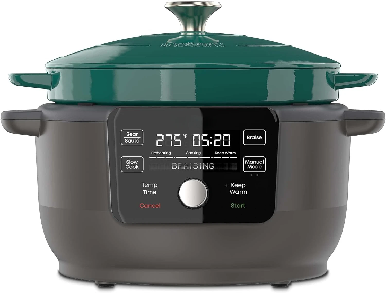 

Electric Round Dutch Oven, 6-Quart 1500W, 5-in-1: Braise, Slow Cook, Sear/Sauté, Cooking Pan, Food Warmer, Enameled Cast Iron