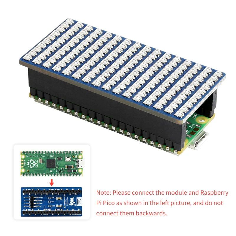 RGB Full-Color LED Matrix Panel For Raspberry Pi Pico Programable 16×10 Grid RGB LEDs Adjustable 256 Level Brightness for Pico