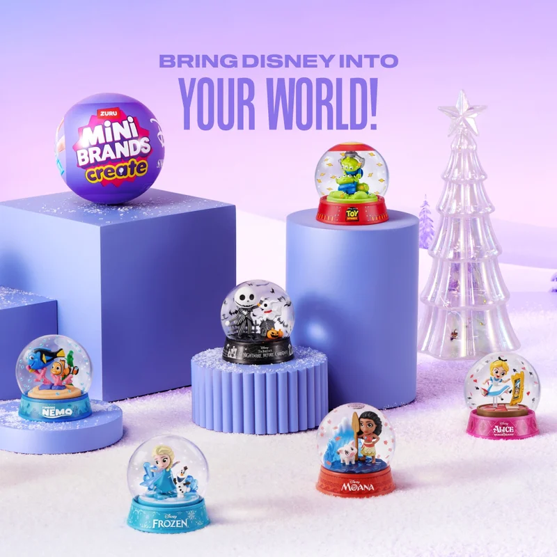 Zuru Disney Snow Globes Blind Box Mini Brands Creat Character Mini Blind Ball Display Figure Toy Enthusiasts Collectible Gift