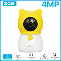 ZOSI C516 2.5K 4MP Plug-in PT Wireless Security Indoor Camera with Cry Detection, Virtual Fence,2.4/5GHz WiFi Smart Baby Monitor