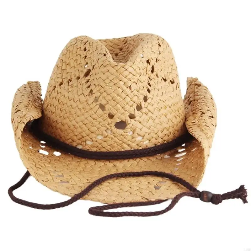 

K1ME Fedoras Cowboy Hat Straw Wide Brimmed Dress Up Cowboy Hat Surprise Gift for Boyfriend Father Uncle Casual Hat