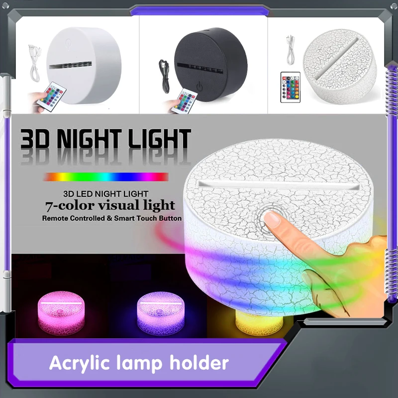 10 buah 7 warna akrilik Led dudukan lampu 3D LED USB sentuh kendali jarak jauh pencahayaan Aksesori dasar 3D ilusi lampu dasar grosir