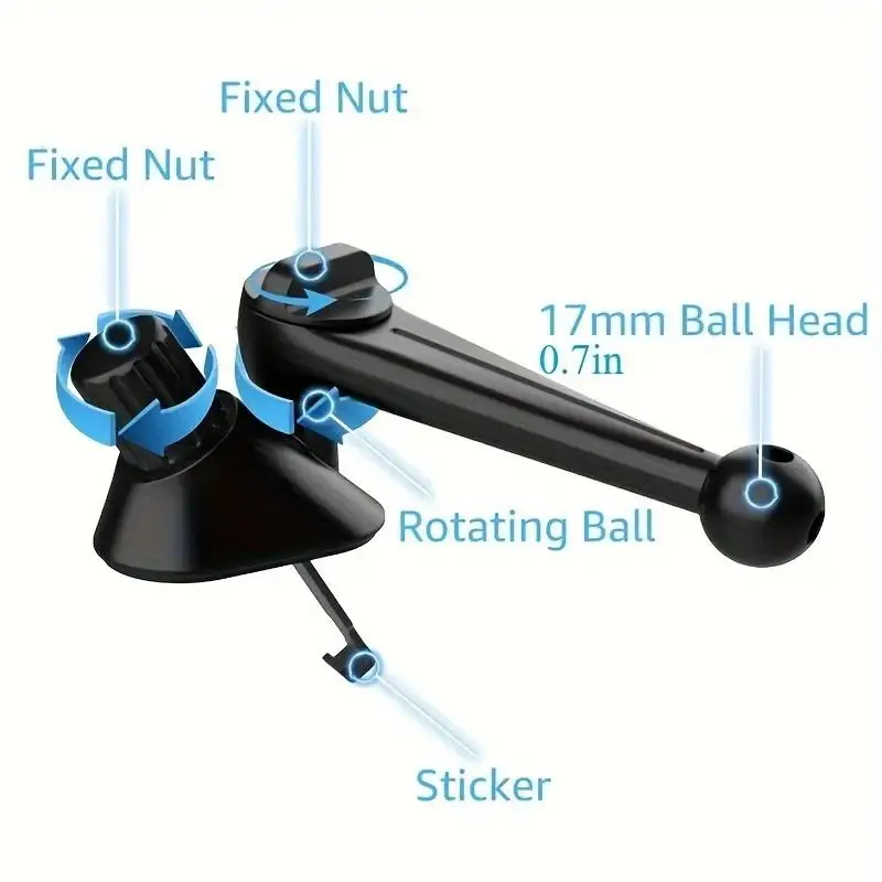 17mm Ball Head Car Phone Holder Mount Adapter 360 Rotation Air Vent Clip Replacement Accessory