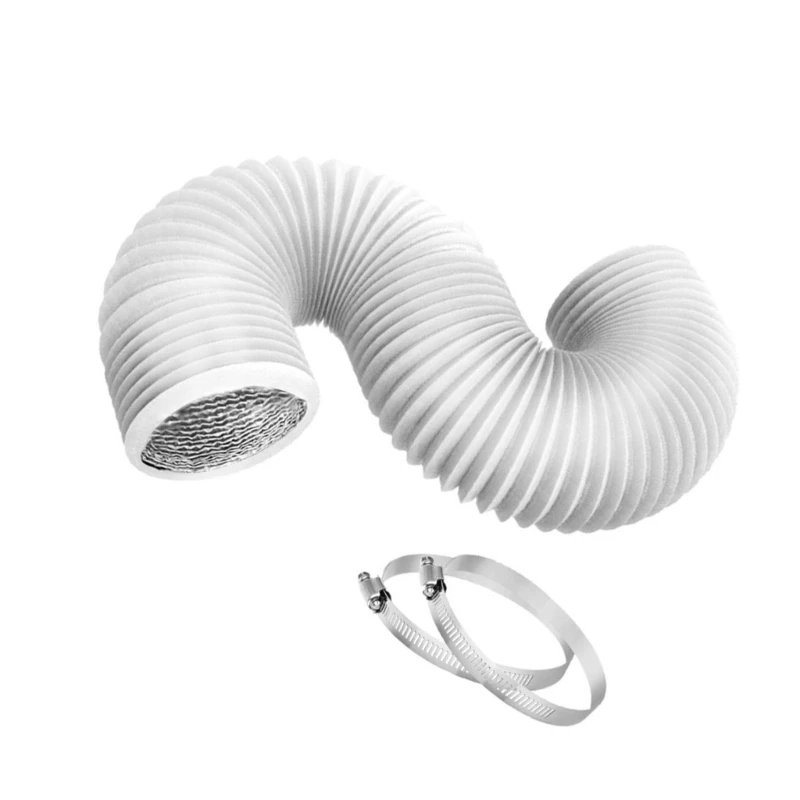 Duct Hose Dryer Vent Hose with 2 Clamps PVC and Aluminum Flexible Duct for Heating Cooling Ventilation and Exhaust