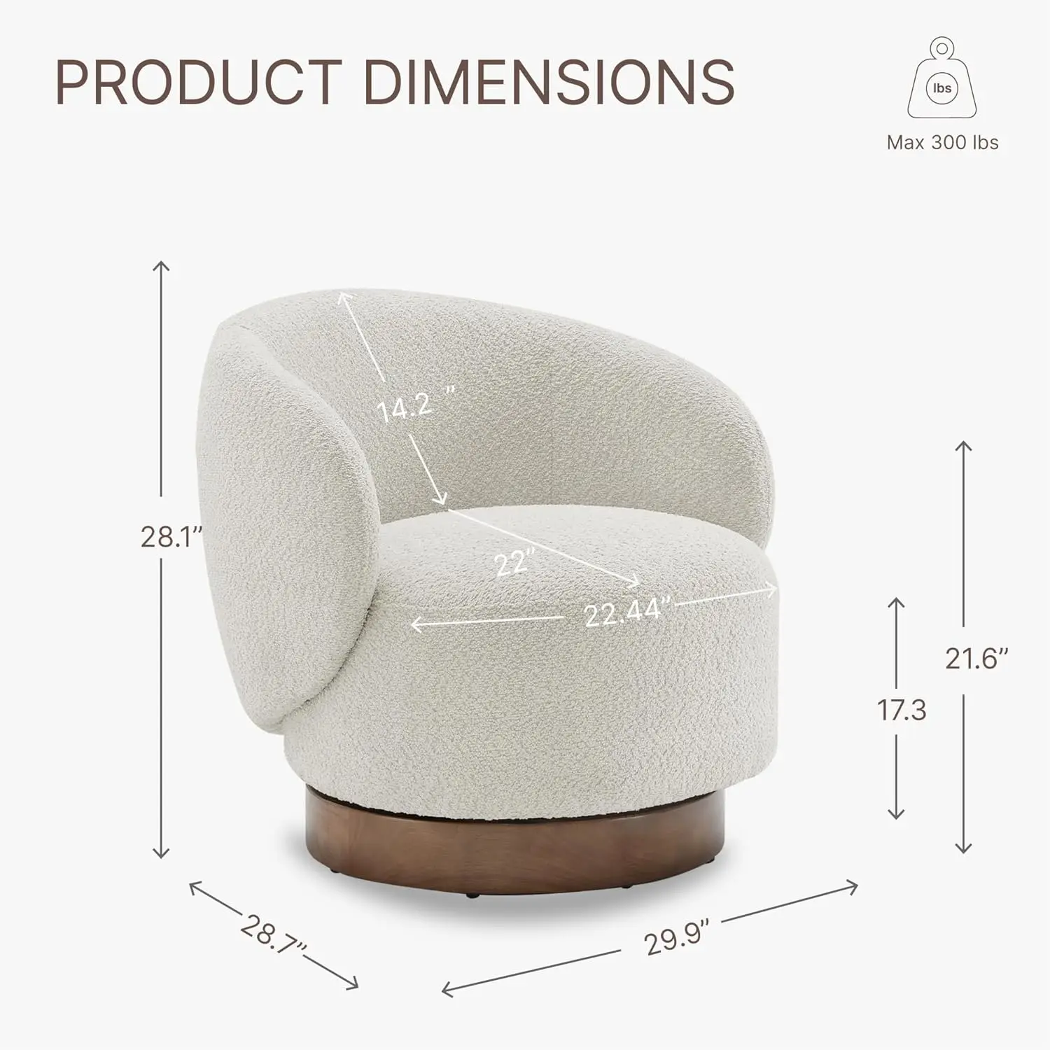 Swivel Accent Chair Round Barrel Armchair Upholstered Performance Fabric for Living Room Bedroom Reading Waitingroom,2 PCS,Cream