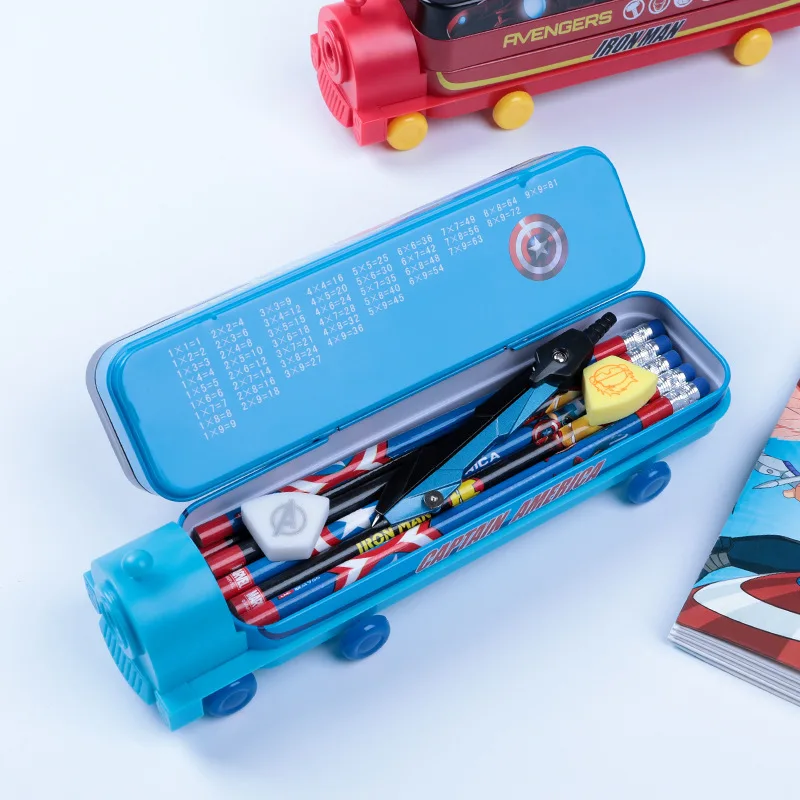 Disney Kids Learn Pencil Case Cartoon Double-Decker Train Multi-Functional Creative Elementary School Metal Pencil Case