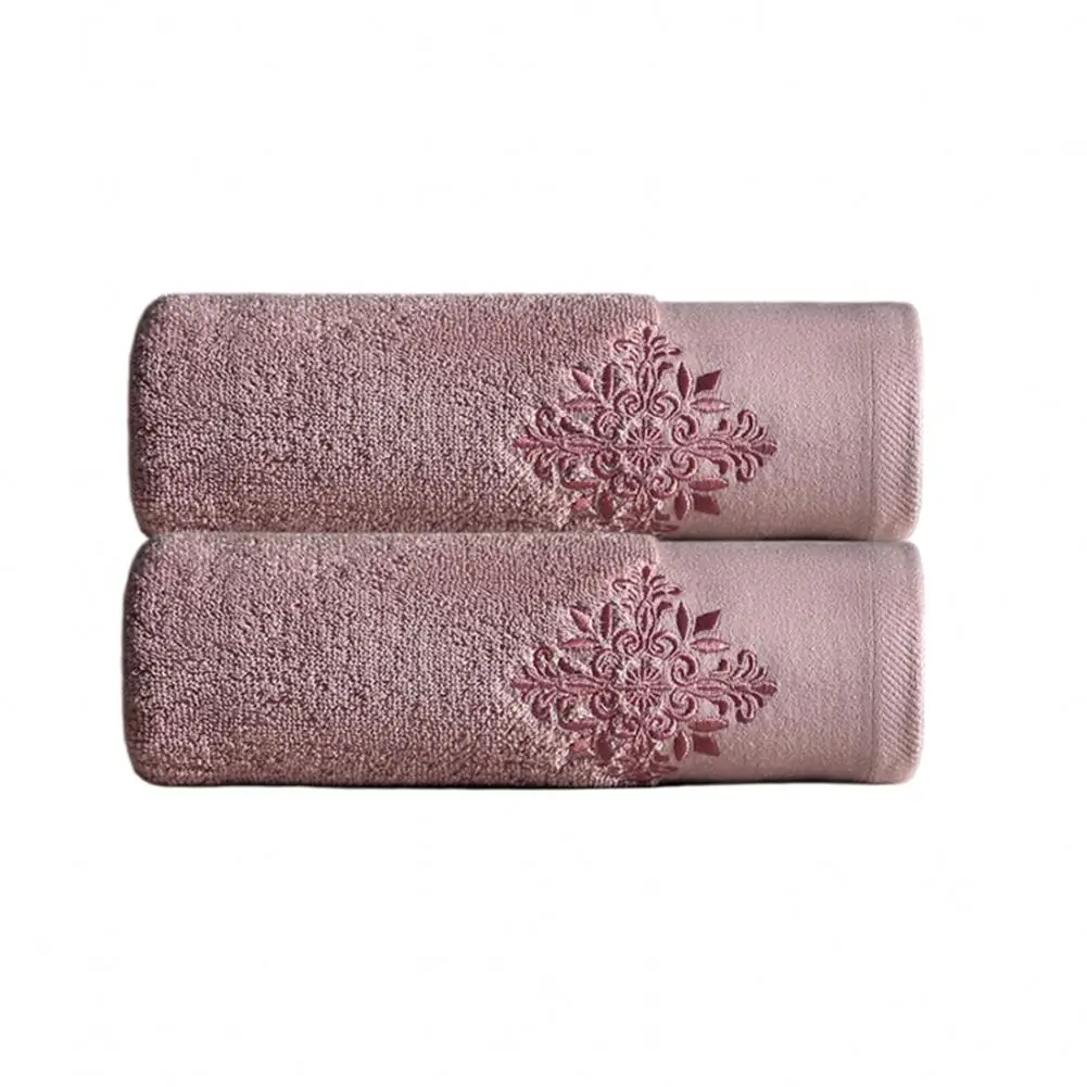 Damascus Pattern Embroidered Hand Towels 2 Pack in 100% Cotton for Consistent Performance After Multiple Washes