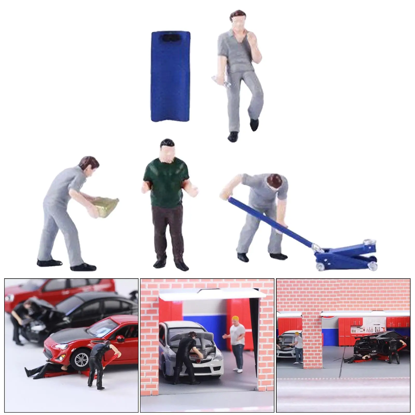 

1:64 Diorama Hand Painted Figure People Car Repairman Model Street Building